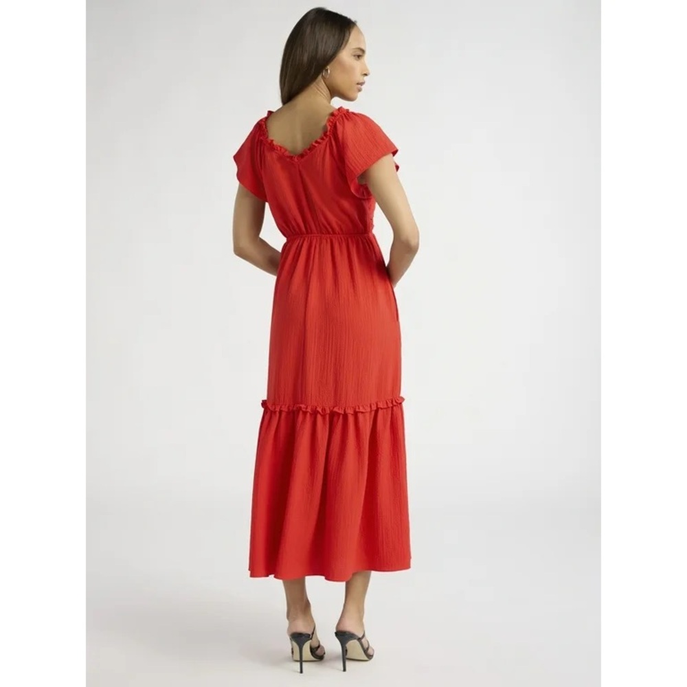 🎉NWT🎉 Red Ruffled Maxi Dress - Picture 2 of 16